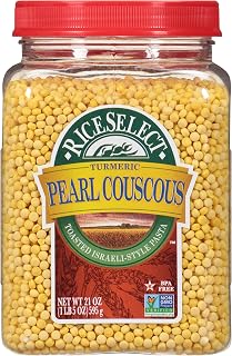 RiceSelect Pearl Couscous with Turmeric - Non-GMO Israeli Wheat Pasta, 21oz Jar for Salads, Soups & Sides