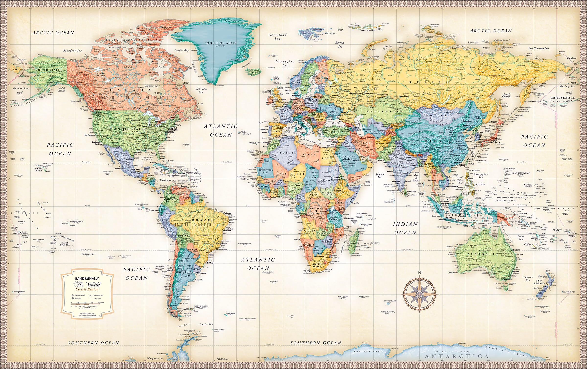 Classic Edition World Wall Map Paper Rolled