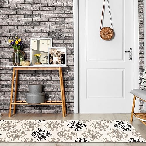 Miniatura 6 de Superior Designer Casper Collection - Alfombra de área de 0.315 in de altura con respaldo de yute, elegante patrón de damasco tonal, antiestático,