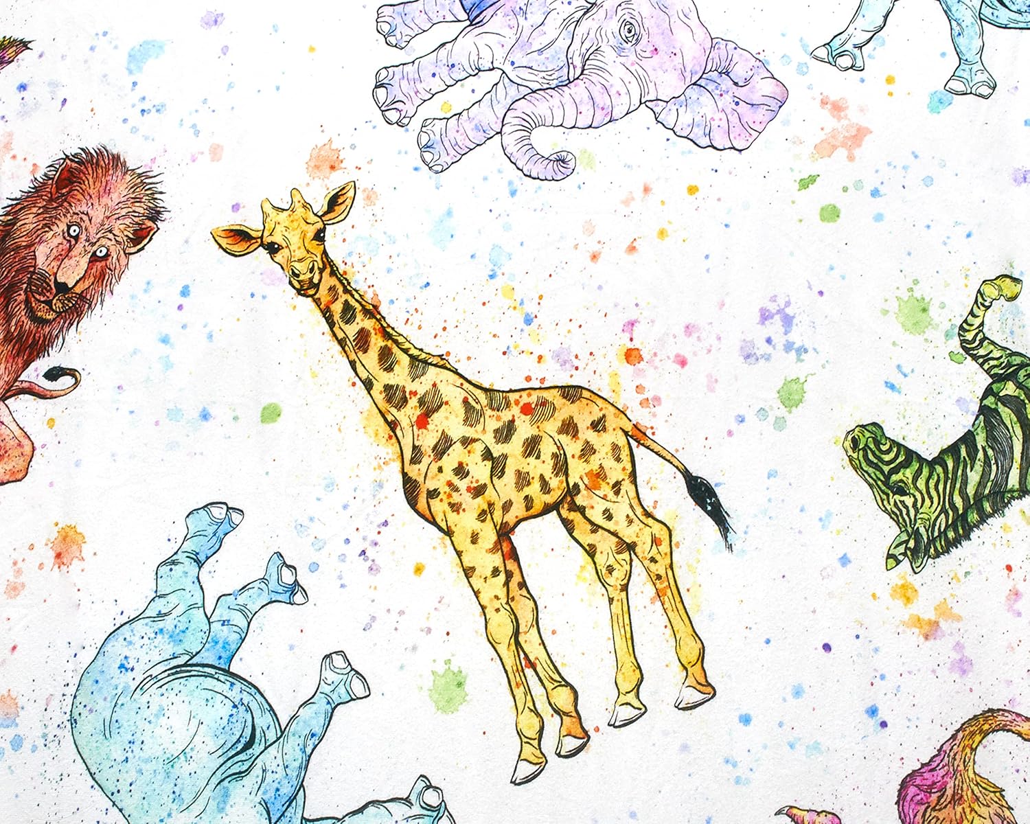 Colorful Animal Crib Sheet | Extra Soft, Stretchy and Breathable Jersey Knit Cotton | Watercolor Baby Bedding