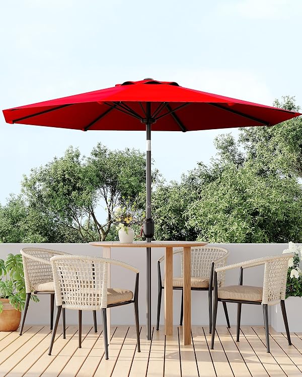 JoanKaren 10FT Patio Market Umbrella with Push Button Tilt & Crank, 8 Sturdy Ribs, UPF 50+ UV Protection Waterproof, for Garden, Deck, Backyard, Pool & Patio Table by JoanKaren - Image 3