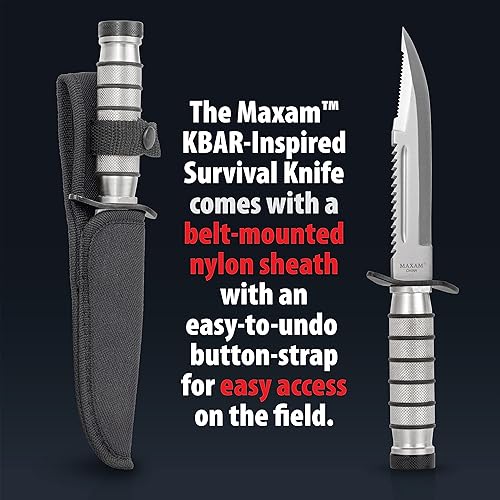 Miniatura 4 de Maxam Juego de cuchillos de supervivencia de 9 piezas con asas de aleación de zinc, ideal para sobrevivientes, cazadores, excursionistas y