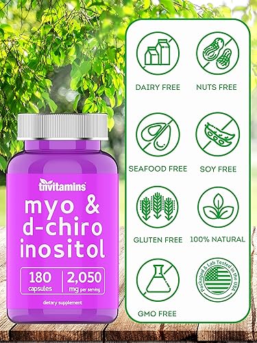 Miniatura 7 de Myo Inositol &amp; D-Chiro Inositol (2,050 mg - 180 cápsulas)  Equilibrio hormonal para mujer*  Relación 401  Suplemento de apoyo para la ovulación, el