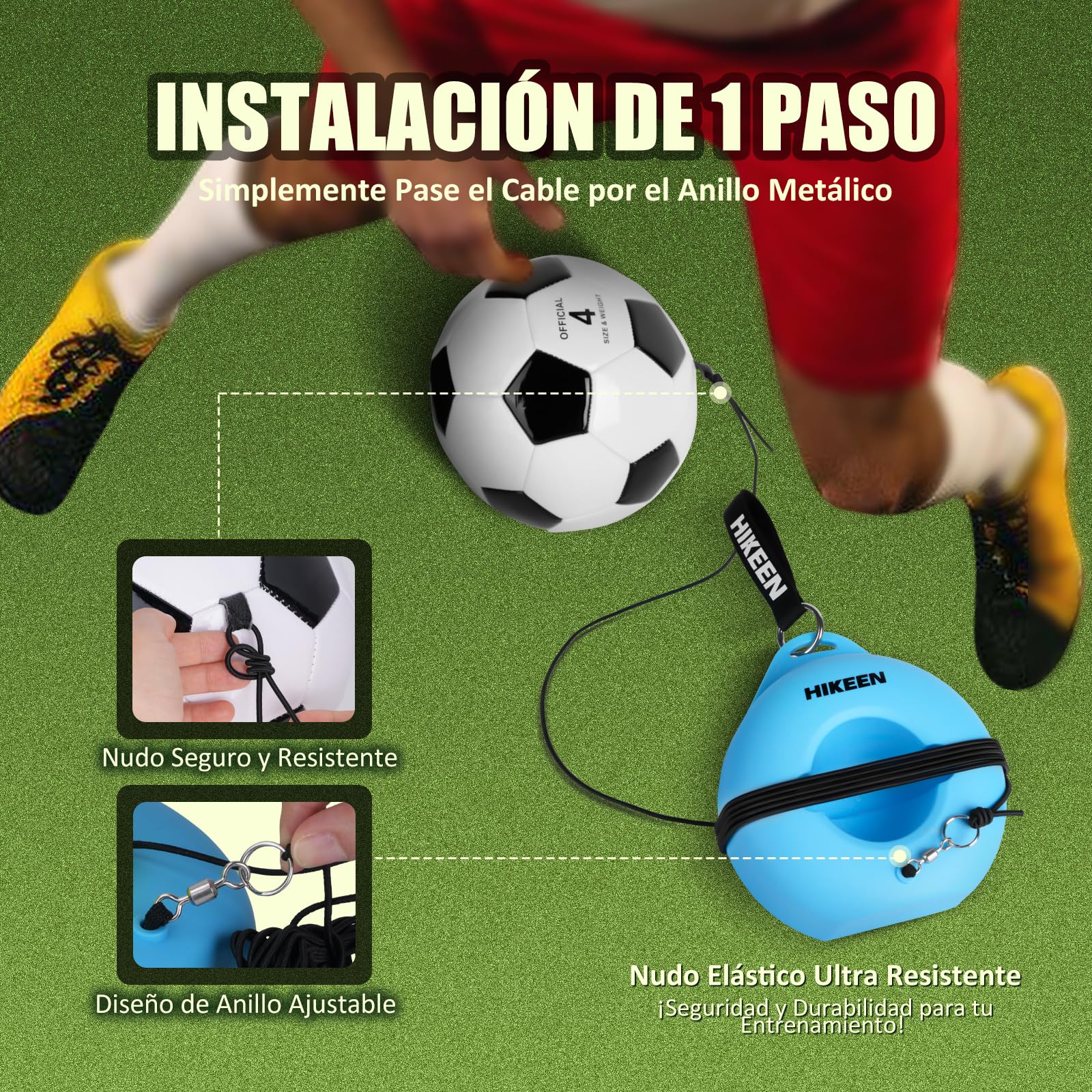 Hikeen Kit Entrenamiento Futbol con Balon Base Metalica para Exterior Interior Jovenes Adultos