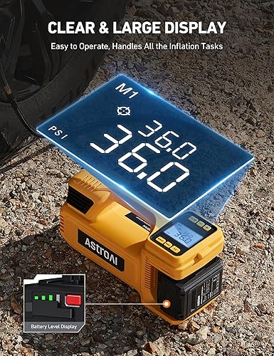 Miniatura 6 de AstroAI TC4 - Inflador de neumáticos con compresor de aire portátil, bomba de aire inalámbrica de 470 W 18 V para neumáticos de camión con batería