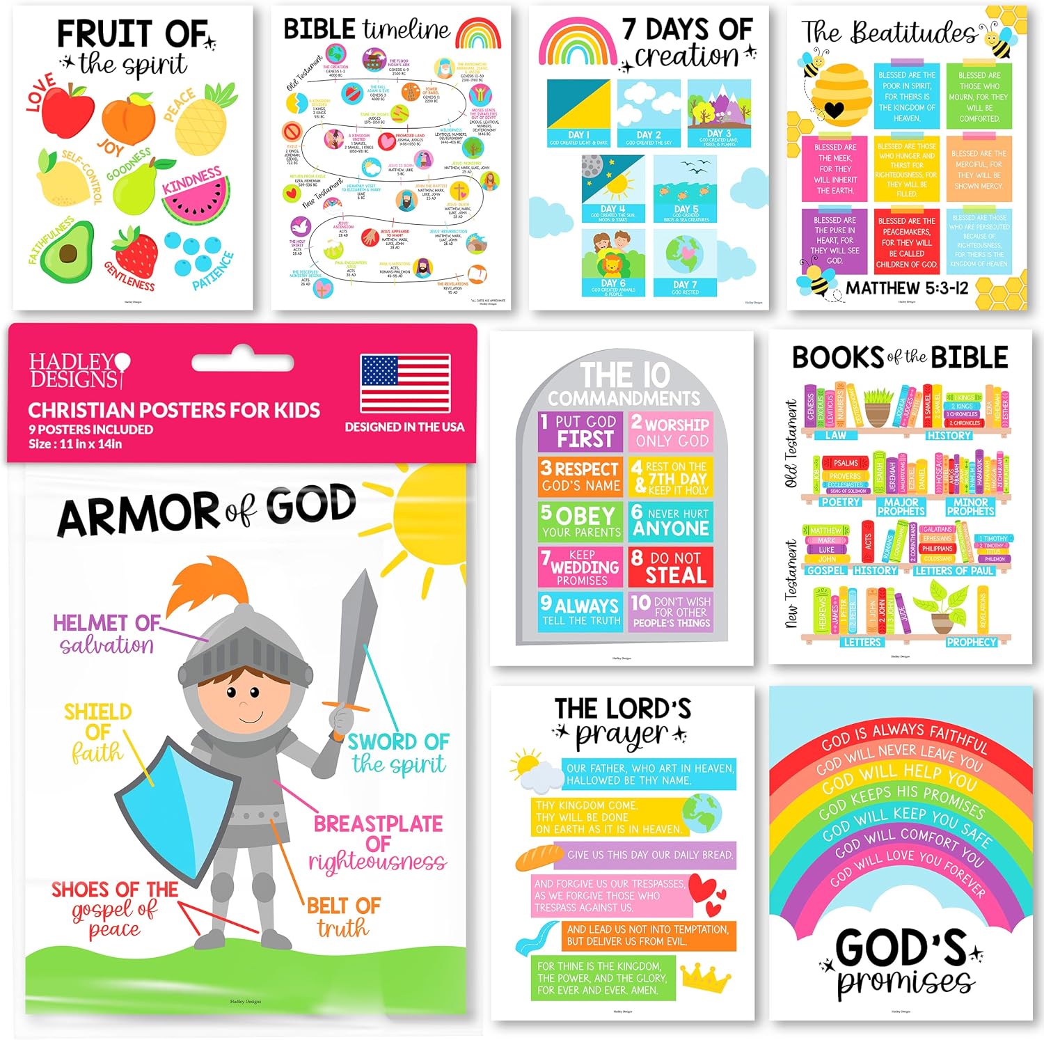Bible Posters for Kids - Sunday School Decorations for Classroom Must Haves