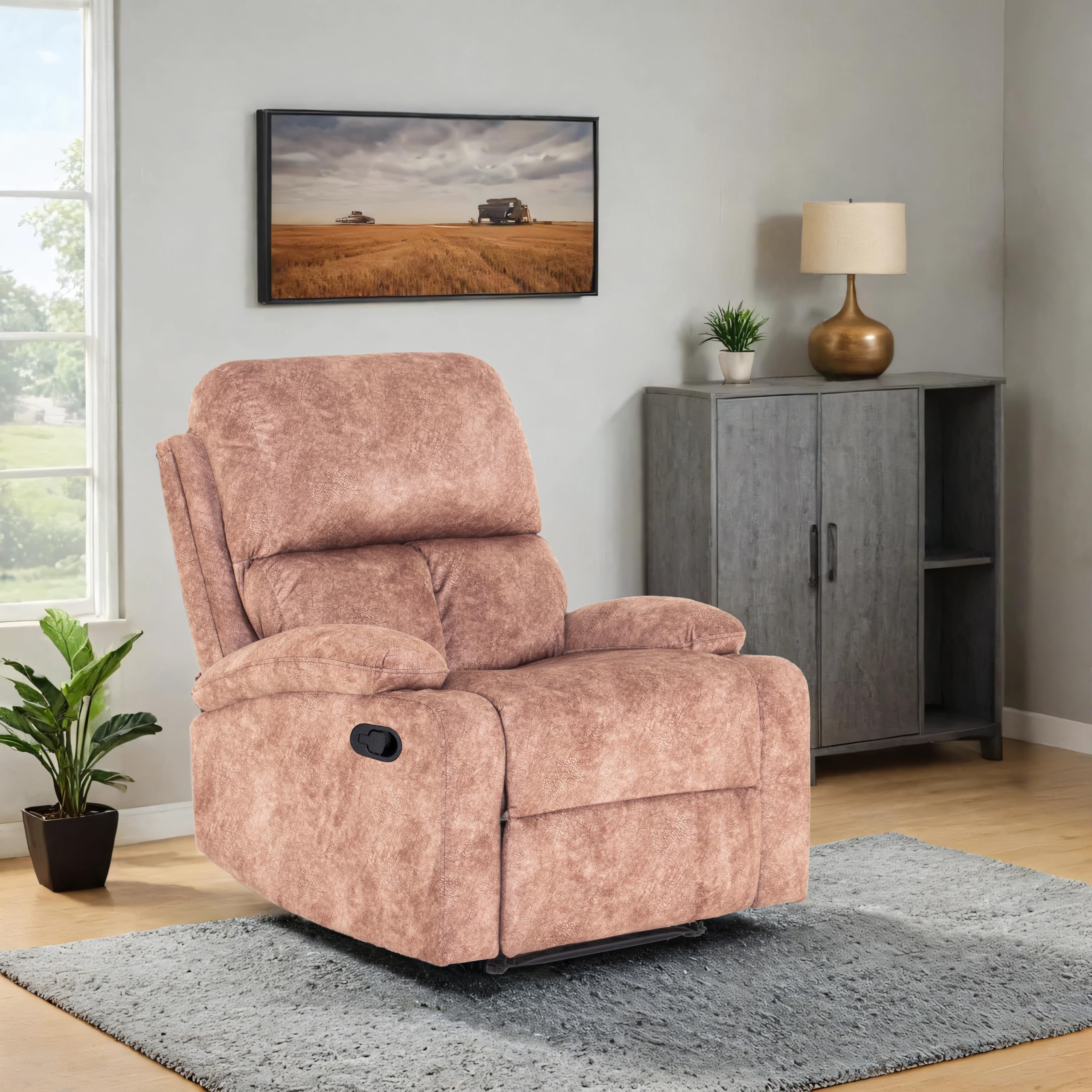 Peachtree Metro Manual Recliner for Living Room | 3 Modes of Comfort | Mango Wood Frame 1 Seater Sofa | Metal Frame with Suede Fabric | Single Sofa Recliner With Neck Support | 1 Year Warranty (Brown) (B0CFLK5LLF) Amazon Price History, Amazon Price Tracker