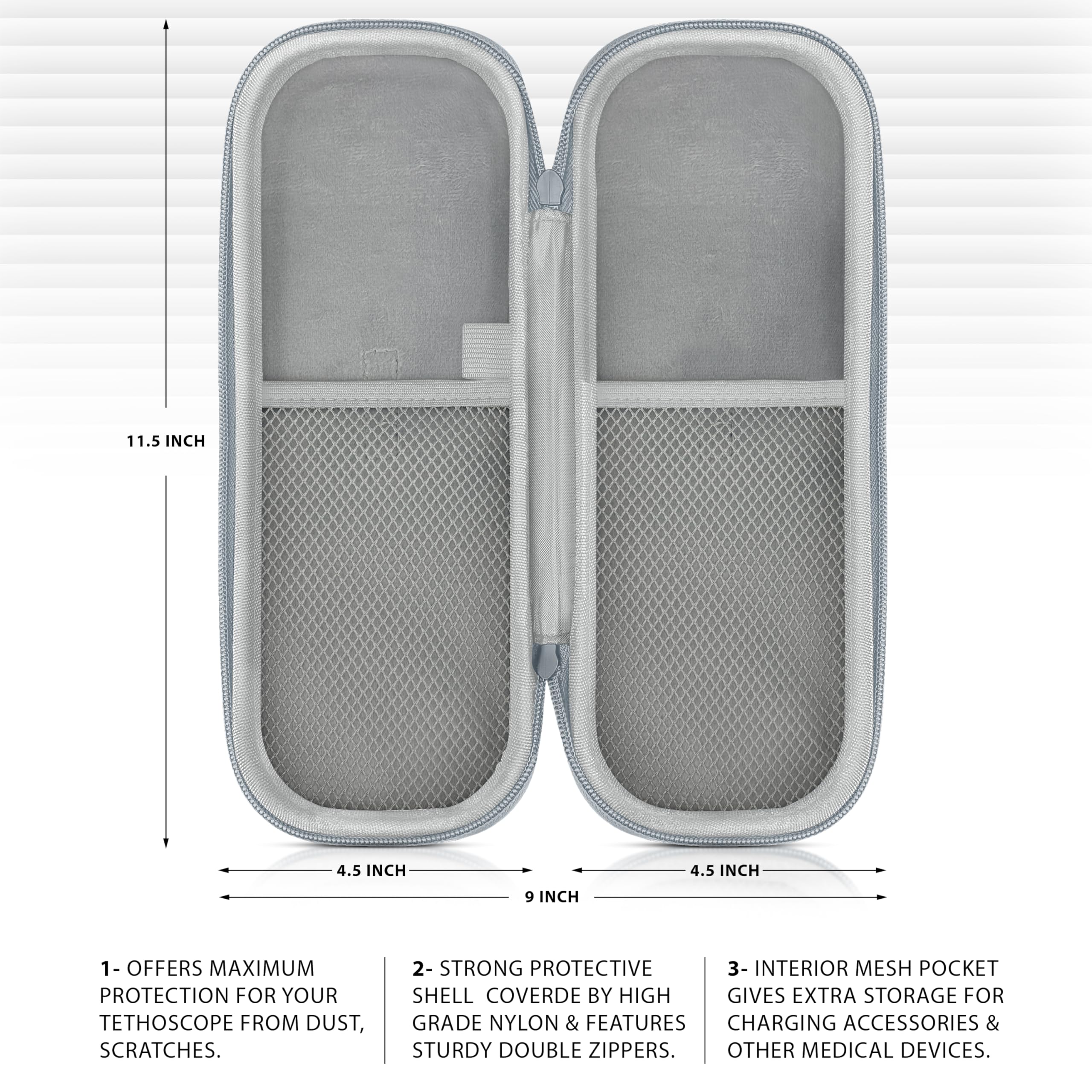 ASA TECHMED Stethoscope Hard Case for 3M Littmann Classic III, Lightweight II S.E, MDF Acoustica Deluxe Stethoscopes - Stethoscope Bag for Nurse Accessories (Case Only)