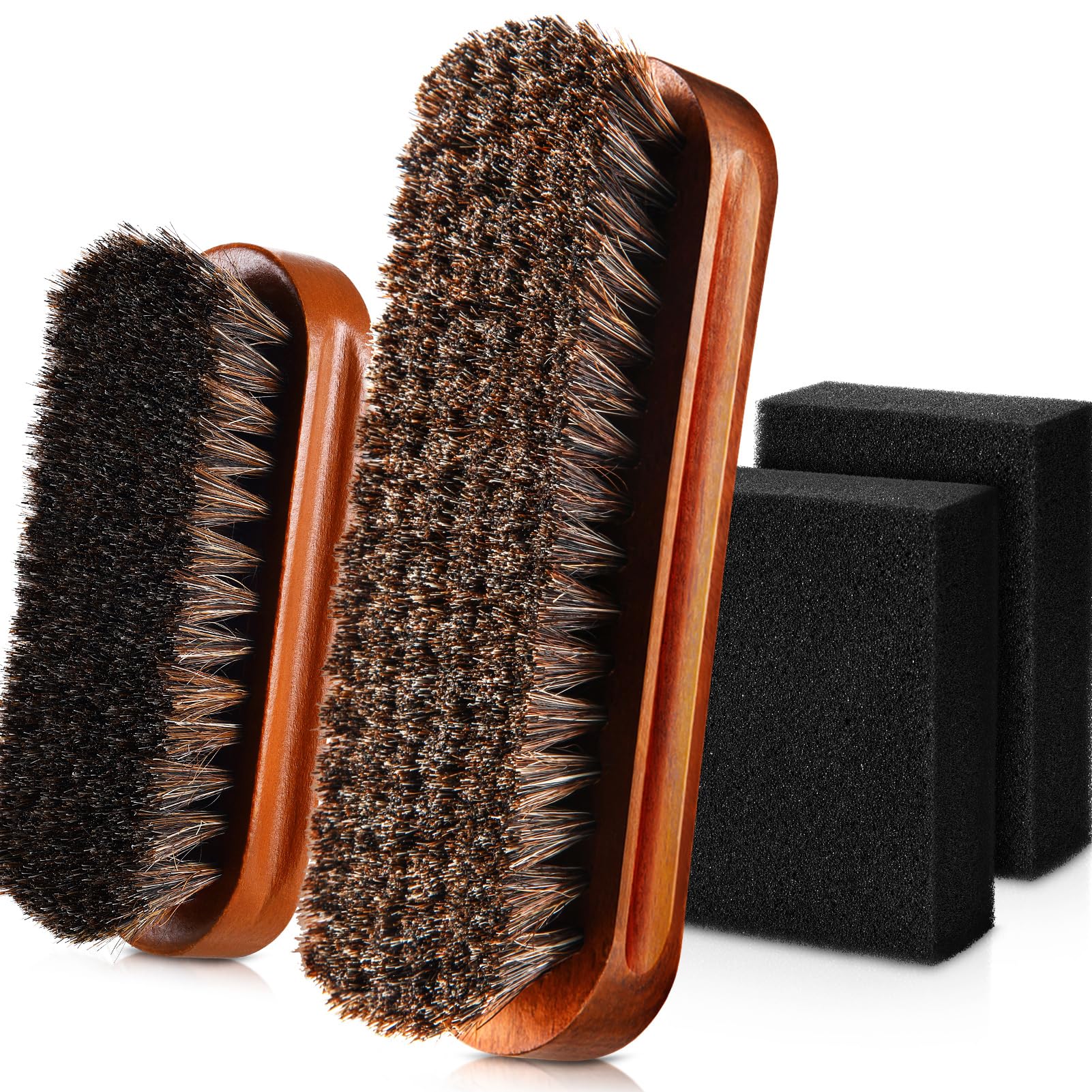 Kit di 4 spazzole in crine di cavallo in feltro con spugna per la pulizia, cappello da cowboy, set di pulizia per cappelli da baseball, spazzola per pelucchi, rimuove la polvere, per capelli, mobili,