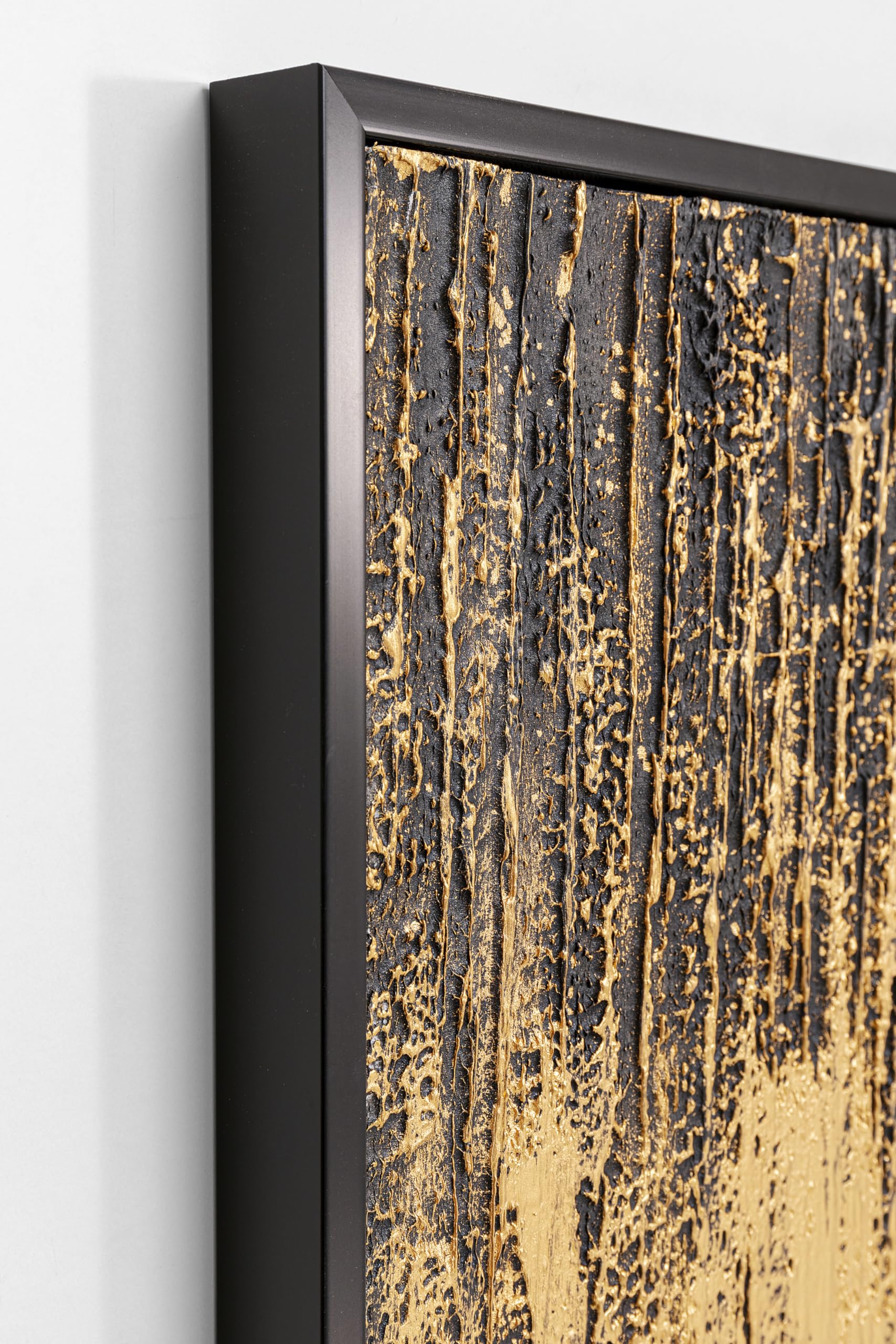 Kare Design Lienzo Abstract, Negro, 120x80 cm, con Marco de Madera Maciza, Pintura Acrílica Hecha a Mano, Arte Abstracto Moderno