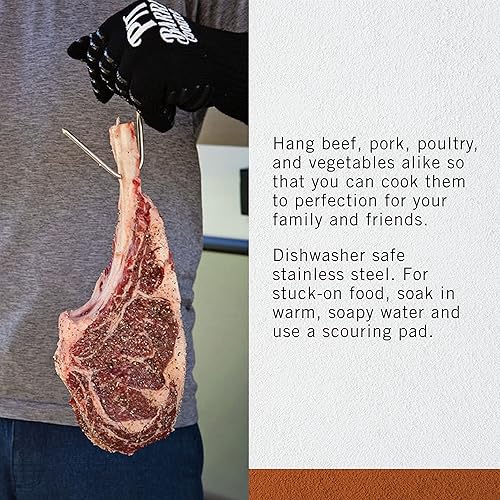 Miniatura 3 de Pit Barrel Cooker - Ganchos de carne de acero inoxidable para cocina de barril | Accesorio de barbacoa para colgar carne de res, aves de corral y