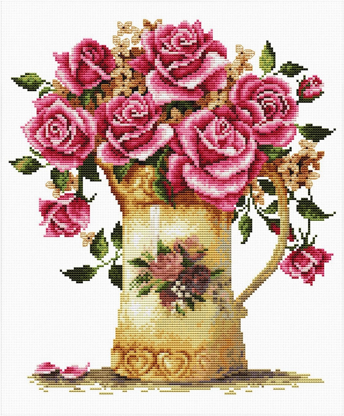 Needleart World Antique Flower Vase No Count Printed Cross Stitch Kit
