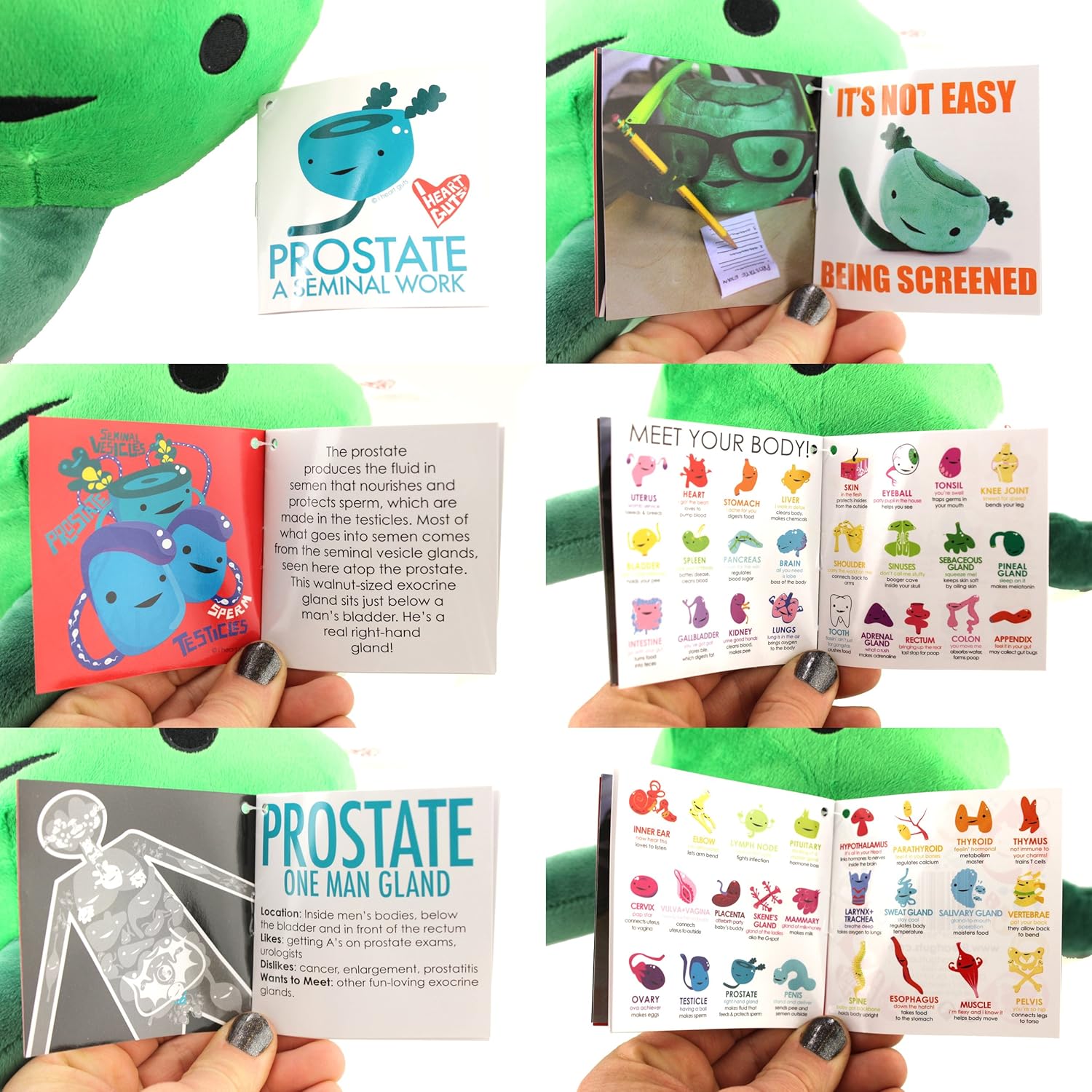 I Heart Guts Prostate Plushie | Prostatectomy Surgery Gag Gift, Urologist 9” Green Plush Organ Prostatitis Gifts Stuffed Animal Humor Support Funny Weird Cancer Care Package