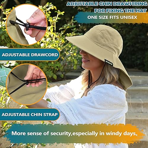 Miniatura 3 de Solaris Sombrero de sol con solapa para el cuello, protección solar UPF 50, gorra ligera para hombres y mujeres, sombrero de ala ancha para pesca,