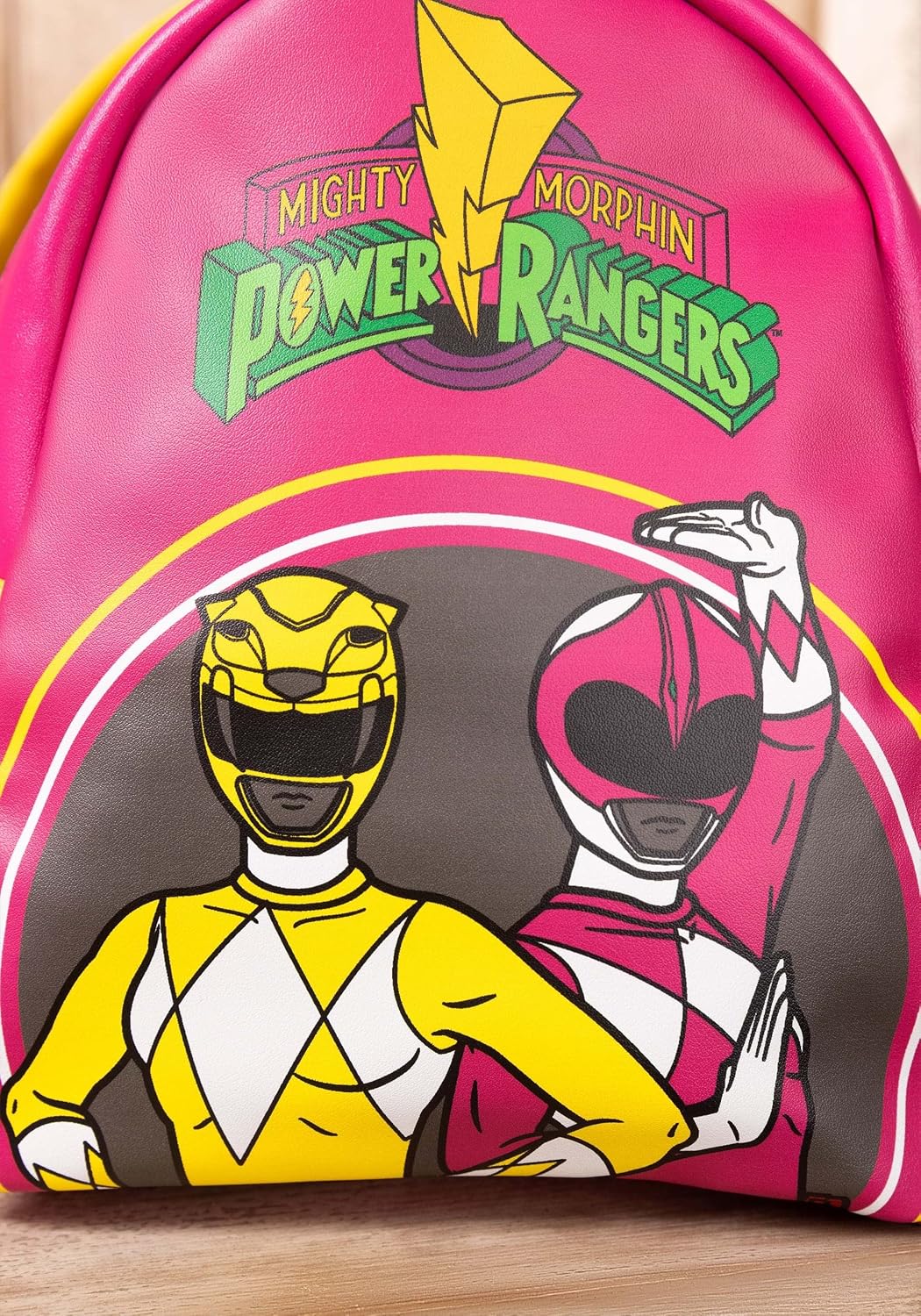 Power Rangers Mini Backpack Faux Leather Shell, Polyester Lining, 2-Way Zipper Closure, Padded Shoulder Straps