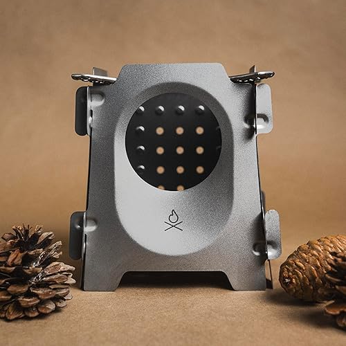 Miniatura 2 de Überleben Estufa de camping de titanio Stöker  Estufa de leña ultraligera de 7.7 onzas para mochileros, senderismo y cocina al aire libre  Esencial