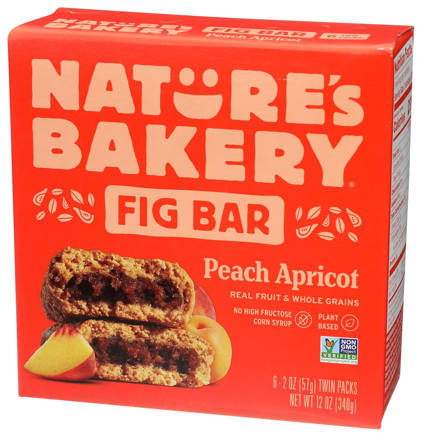 Nature's Bakery Peach Apricot Whole Wheat Fig Bars, 6 Count, Vegan, Non GMO, 12 Ounces (Pack Of 6)