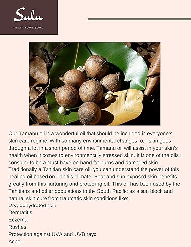 Miniatura 4 de SULU ORGANICS Aceite de tamanu prensado en frío orgánico 100% puro, certificado, sin refinar, 4 libras (64 onzas líquidas)