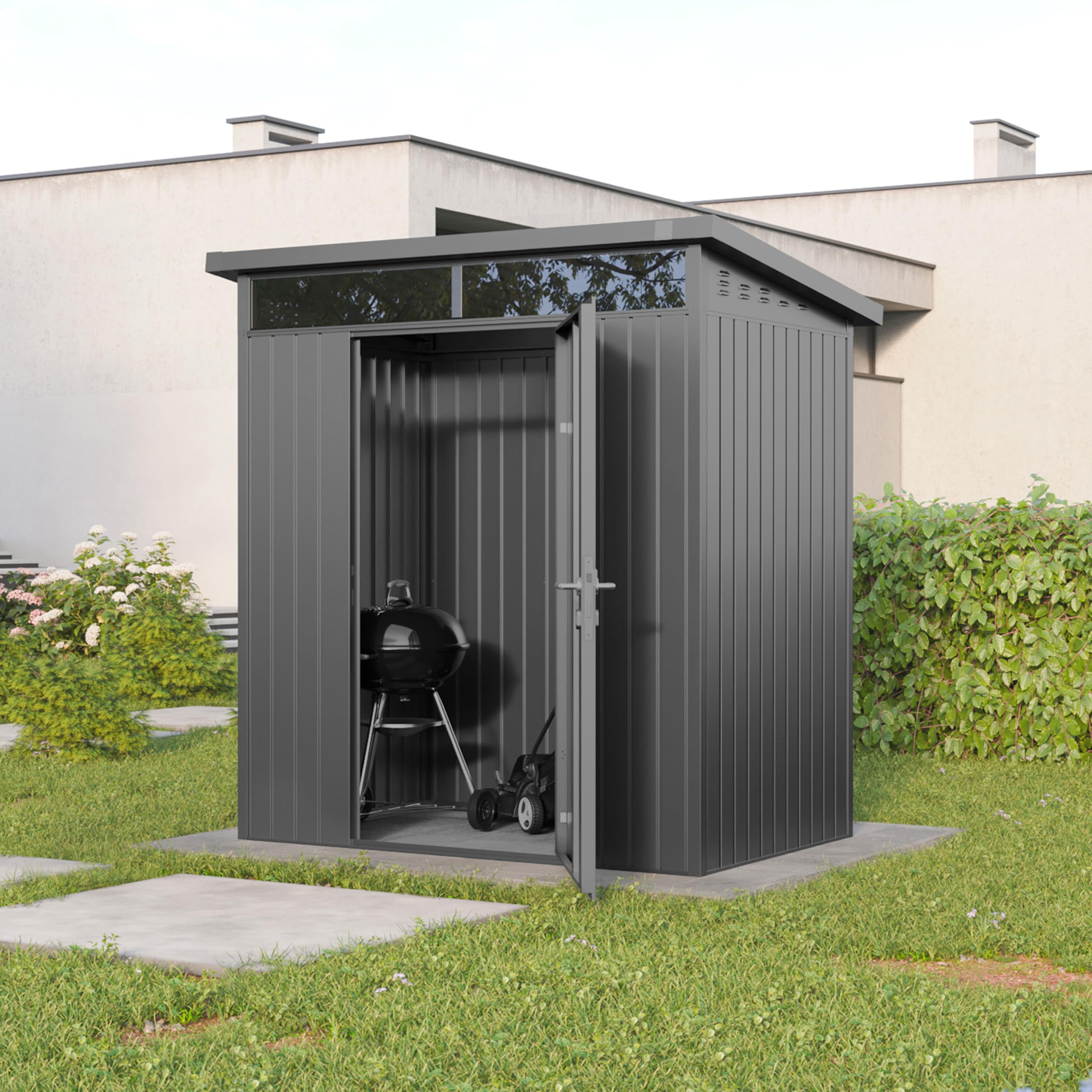 GFP Primeyard Abri de Jardin en métal 180x120x205 cm Armoire de Jardin Anthracite