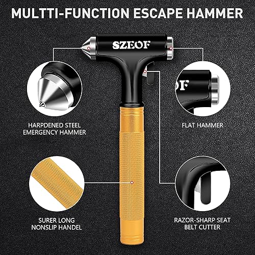 Miniatura 3 de Paquete de 2 interruptores de ventana de automóvil con cortador de cinturón de seguridad, martillo de seguridad para automóvil, herramienta de