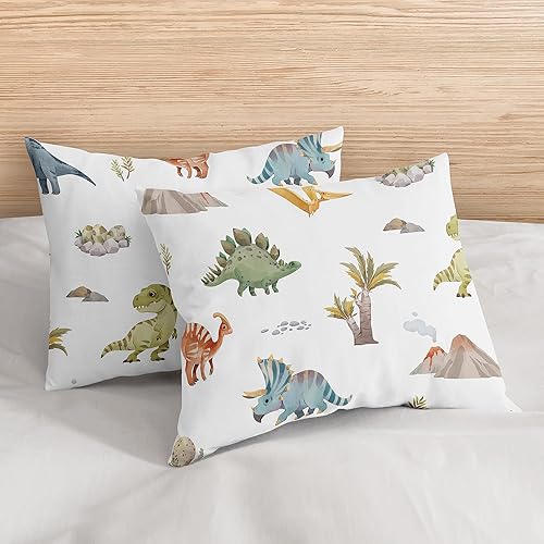 Miniatura 5 de Sweet Jojo Designs Juego de edredón de dinosaurio en acuarela para niños, adolescentes y adultos, tamaño matrimonial, 3 piezas, verde, pizarra,