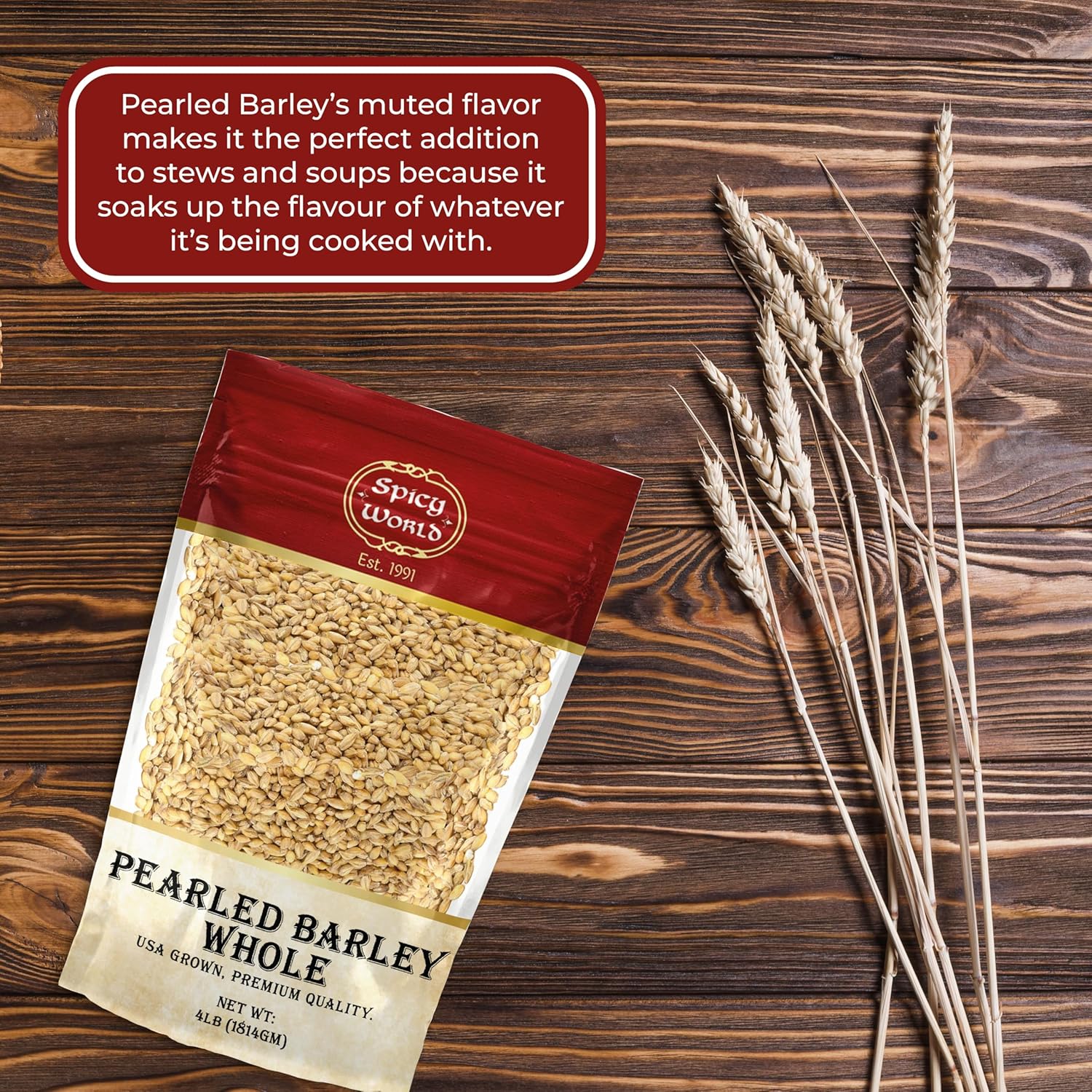 Spicy World Pearl Barley (Whole) Grain 4 LB Jumbo Bag - USA Grown (64oz) - All Natural, Non-GMO Source, Resealable - Image 7