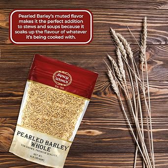 Spicy World Pearl Barley (Whole) Grain 4 LB Jumbo Bag - USA Grown (64oz) - All Natural, Non-GMO Source, Resealable