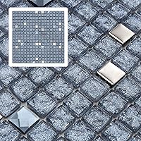 Vista 15 de 5 hojas de azulejos de mosaico de espejo plano cuadrado plateado para salpicaduras de cocina y pared de baño