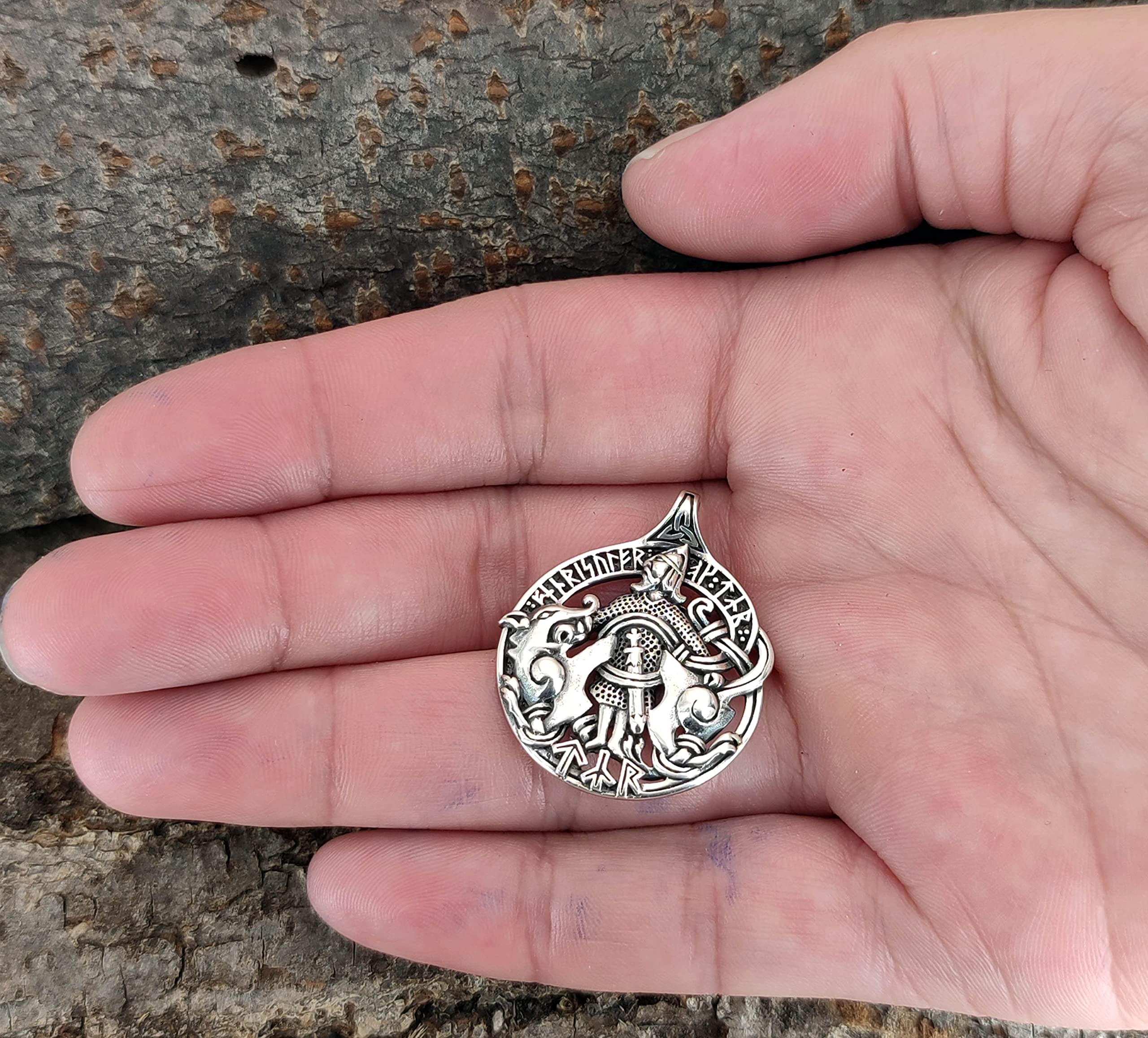 Kiss of Leather Tyr mit Fenrir Anhänger aus 925 Sterling Silber Nr. 398