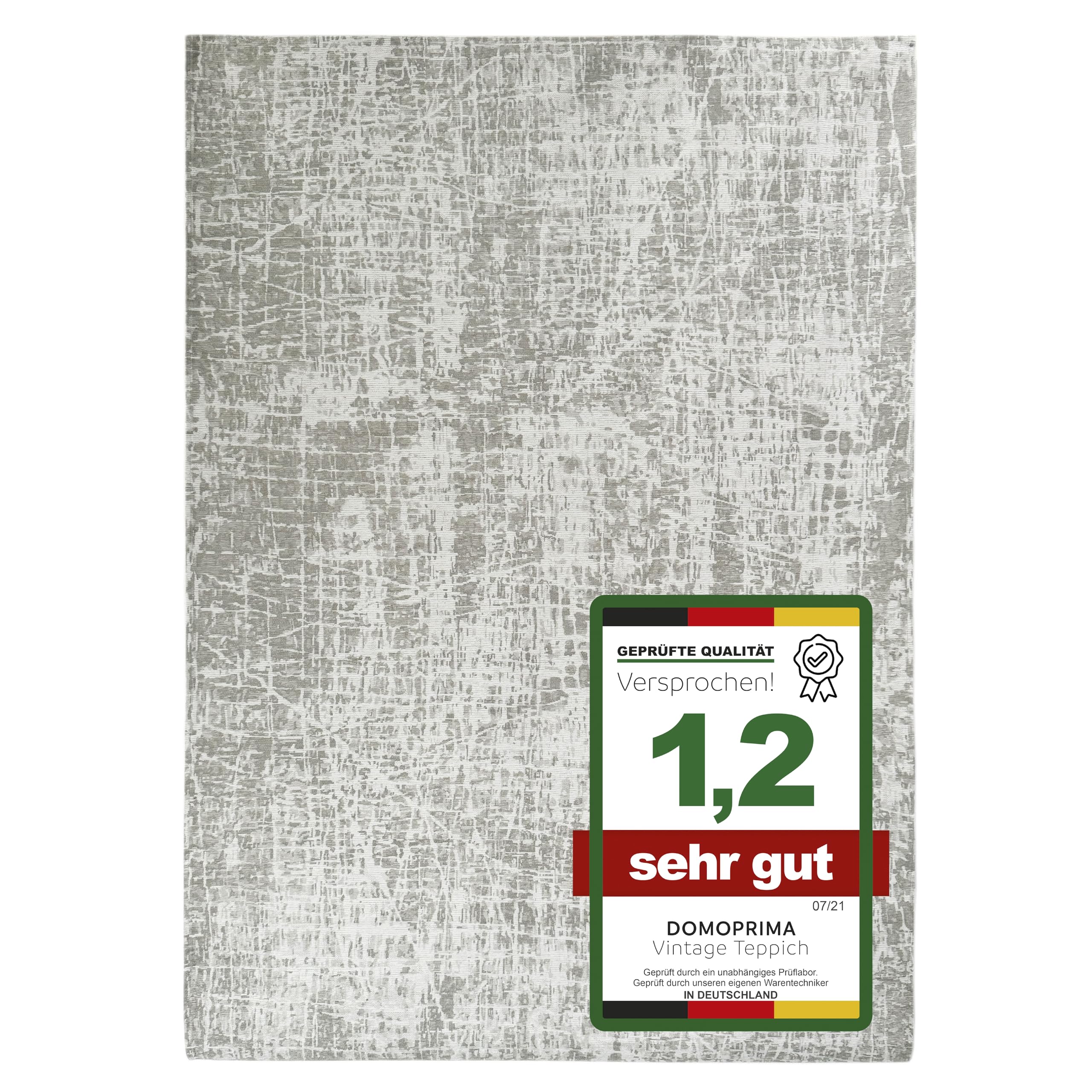 DOMOPRIMA Vintage Teppich ca. 160 x 230 cm für Wohnzimmer Schlafzimmer Esszimmer Kurzflor modern zeitlos schön robust waschbar antirutsch Rückseite pflegeleicht OEKOTEX
