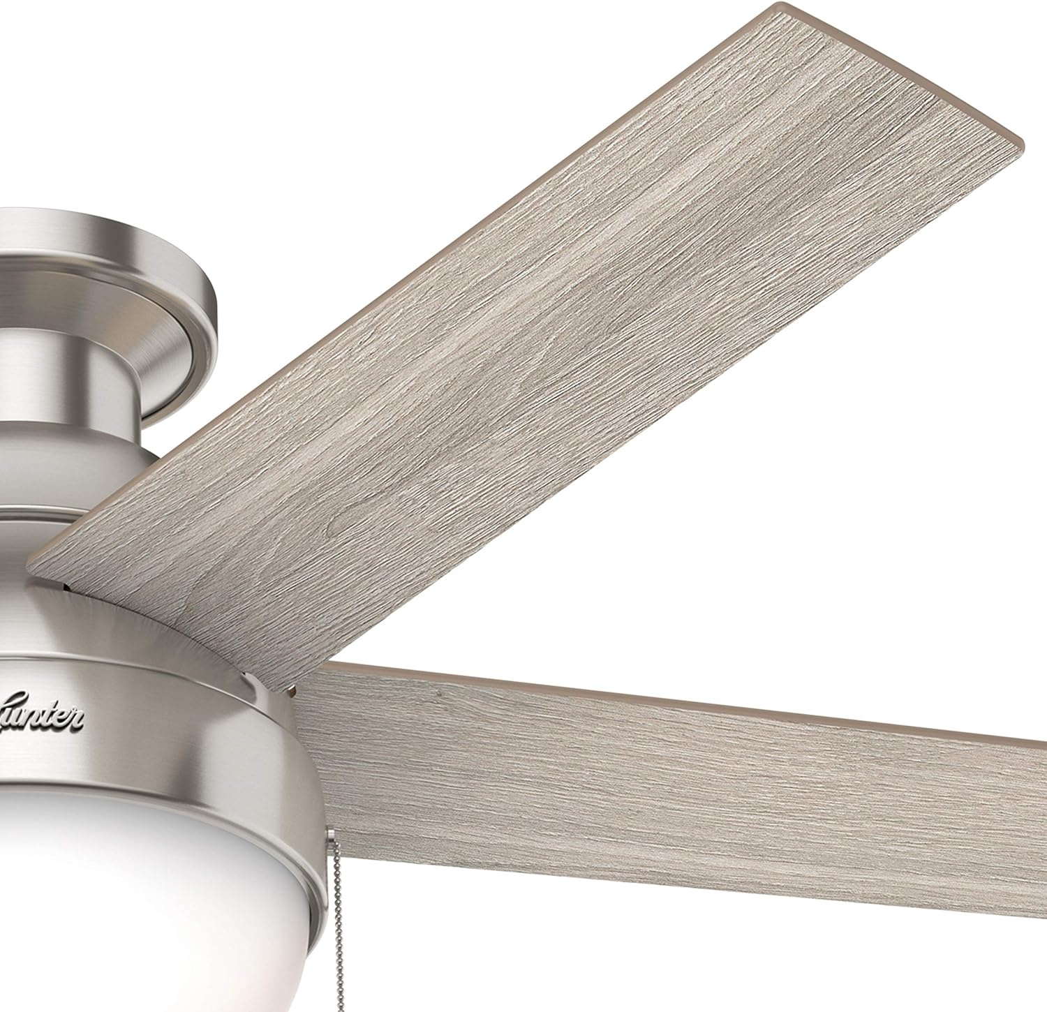 Hunter Fan 46 inch Brushed Nickel Low Profile Indoor Ceiling Fan with Light Kit (Renewed)