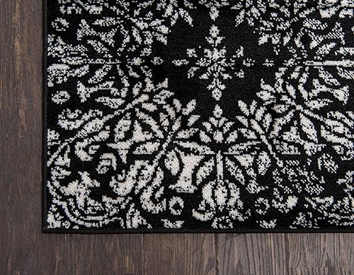 Miniatura 8 de Unique Loom - Tapete rectangular de 9 x 12 pies, estilo clásico y tradicional, colección Sofía, modelo 3138656, color beige., Polipropileno, Negro