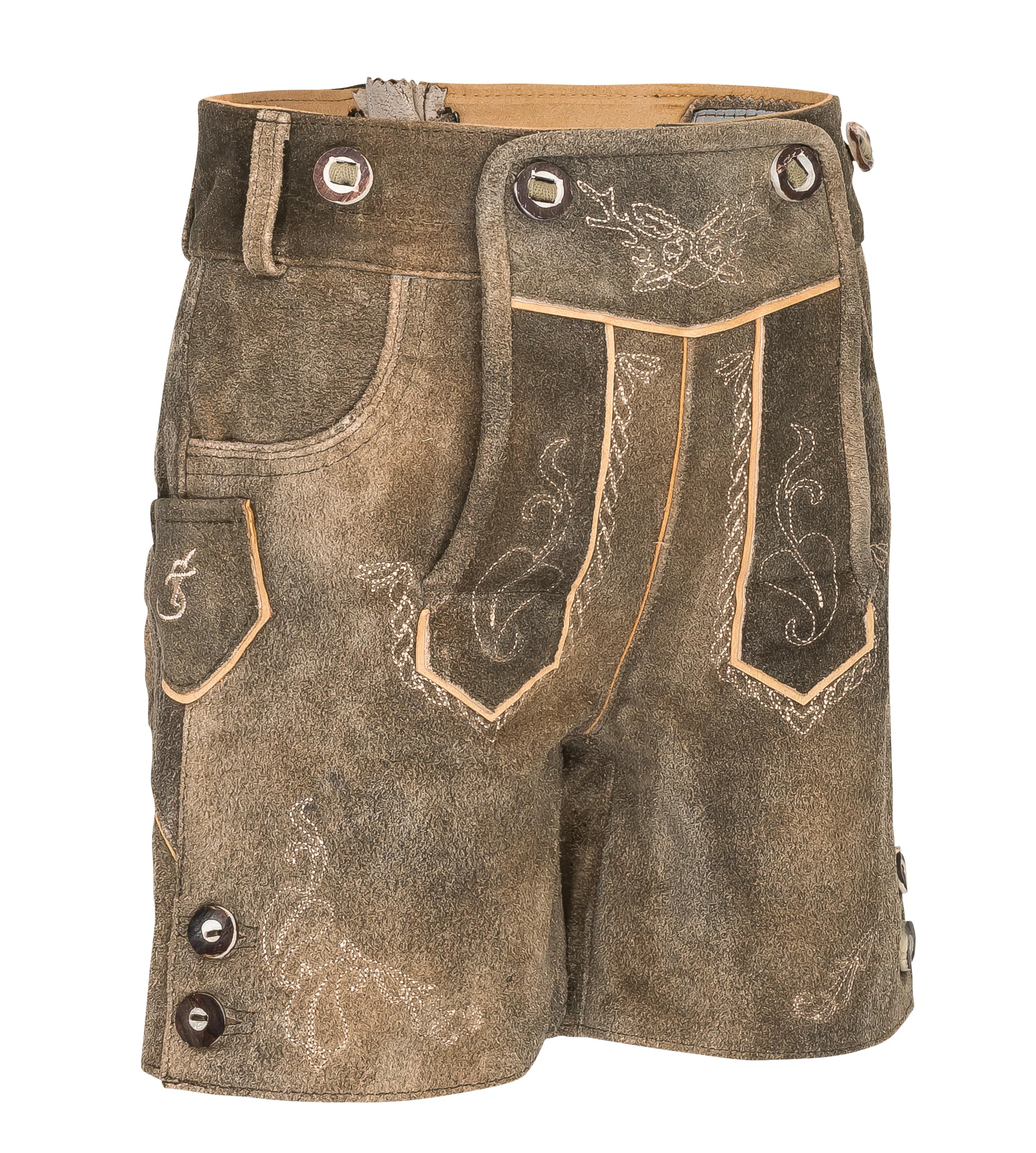 Schöneberger Trachten Couture Pantalones de piel para niños – Pantalones de cuero antiguos para niños y niñas, pantalones tradicionales de piel de terciopelo para Oktoberfest