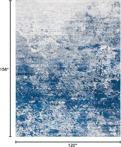 Miniatura 222 de SAFAVIEH Brentwood Collection - Alfombra de área de 9 x 12 pies, gris claro y azul, diseño abstracto moderno, no desprende pelusa y de fácil azul