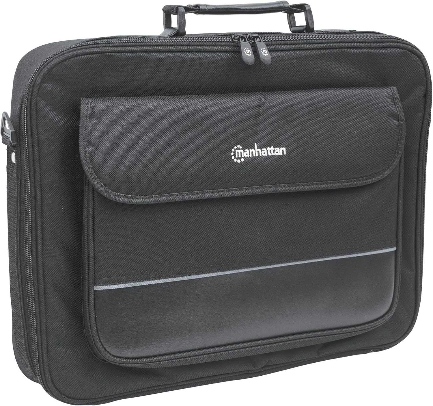 Manhattan 17 Inch Laptop Briefcase Shoulder Bag, Ultra-Lightweight & Padded Compartments, for Carrying Laptop, Notebook, Macbook, Tablet, Black, 3 Yr Mfg Warranty - 421560