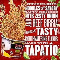 Vista 4 de Tapatío Ramen Noodle Soup, sabor a Birria - Cuenco grande apto para microondas, 3.88 oz. (110g), paquete de 6