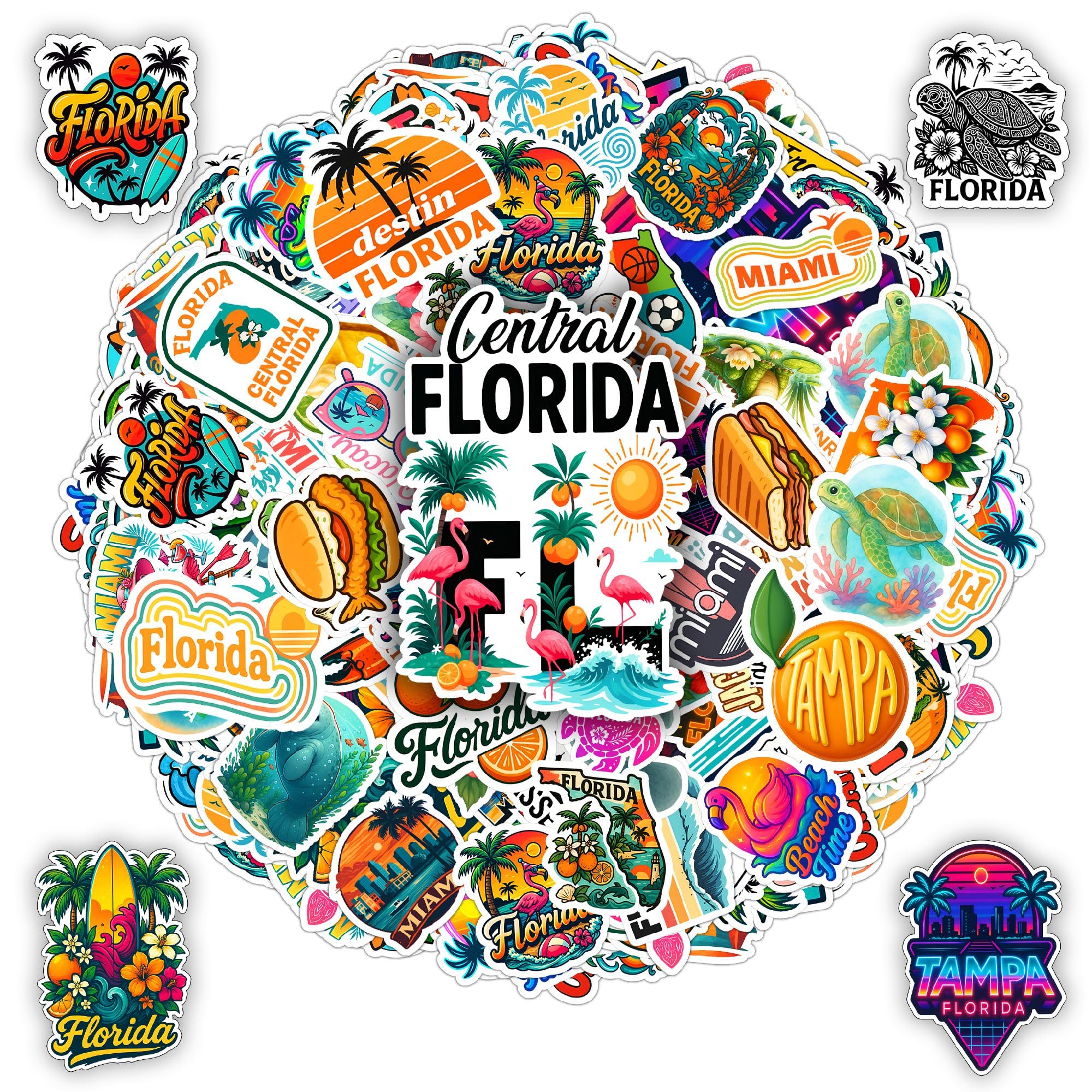 Stickers Voyage Floride pour Décorer Gourde et Ordinateur Portable