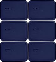 Vista 1 de Pyrex 7210-PC Tapas rectangulares para platos de vidrio, color azul, 3 tazas, Azul oscuro, azul marino