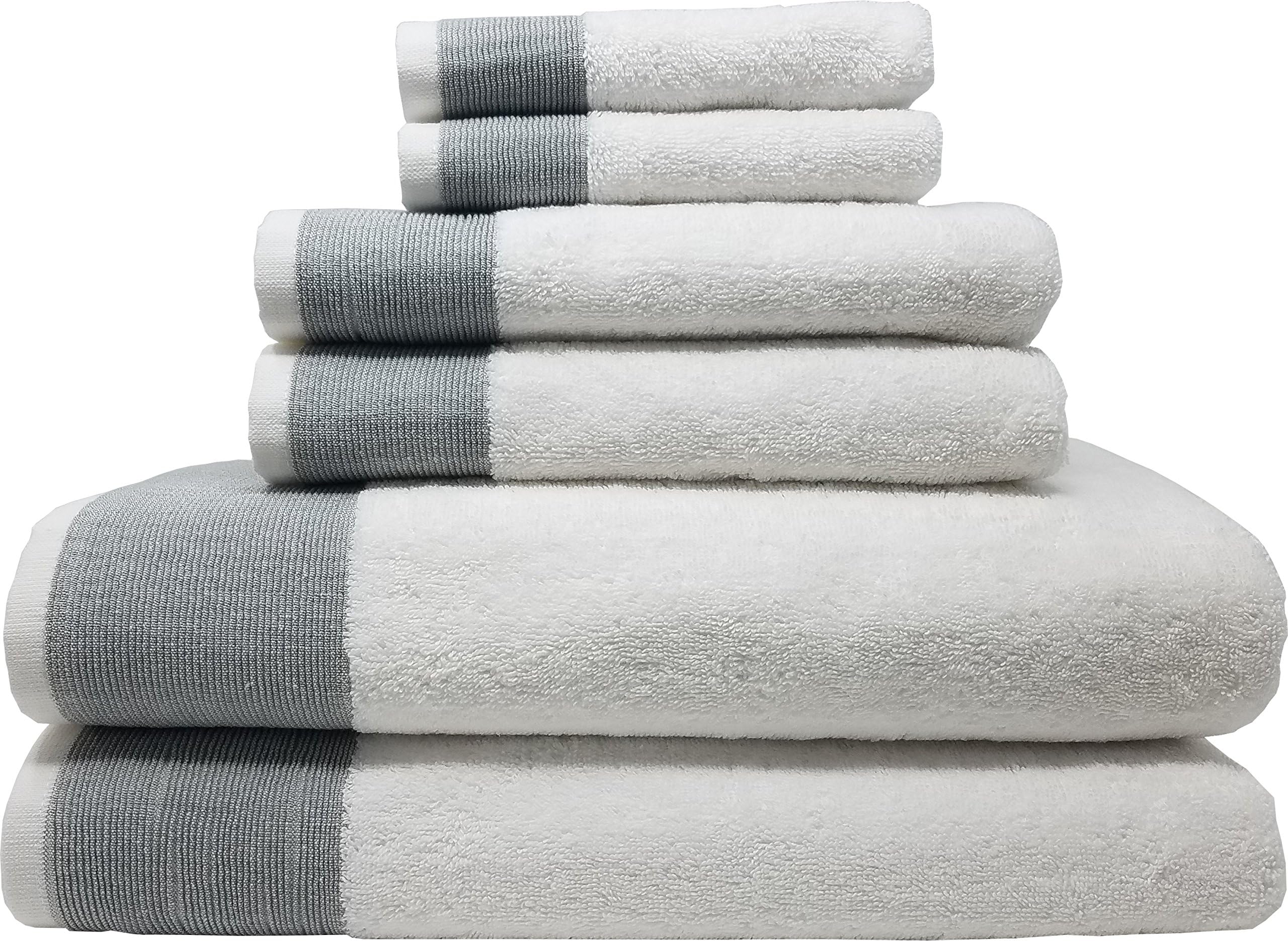 Venice 6 Piece Luxury 100 Percent Turkish Combed Cotton Towel Sets (Silver)