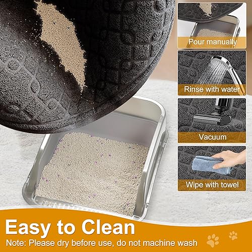 Miniatura 3 de Motsamla Tapete para caja de arena para gatos, 35 x 24 pulgadas, tapete grande para atrapar arena para gatitos, mantiene el suelo limpio, tapete de