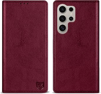 for Samsung Galaxy S25 Ultra Wallet Case with [RFID Blocking] Card Slot Stand Strong Magnetic Leather Flip Fold Protective Phone Case for Samsung Galaxy S25 Ultra Case WalletWine Red-6.8 inch