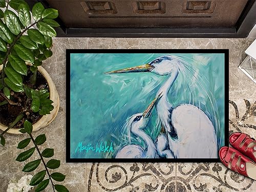 Miniatura 3 de Caroline's Treasures MW1159JMAT - Tapete blanco con grúa para puerta delantera, 24 x 36 pulgadas, para interiores y exteriores, para entrada,