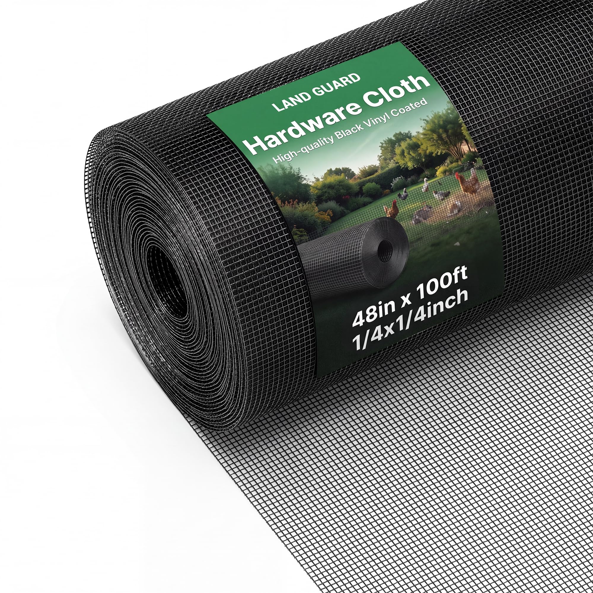 Photo 1 of Land Guard 48 inch×100 ft Black Vinyl Coated Hardware Cloth, 23 Gauge 1/4 inch Black PVC Hardware Cloth, Black Welded Wire Fence Supports Poultry Netting Cage Fence
