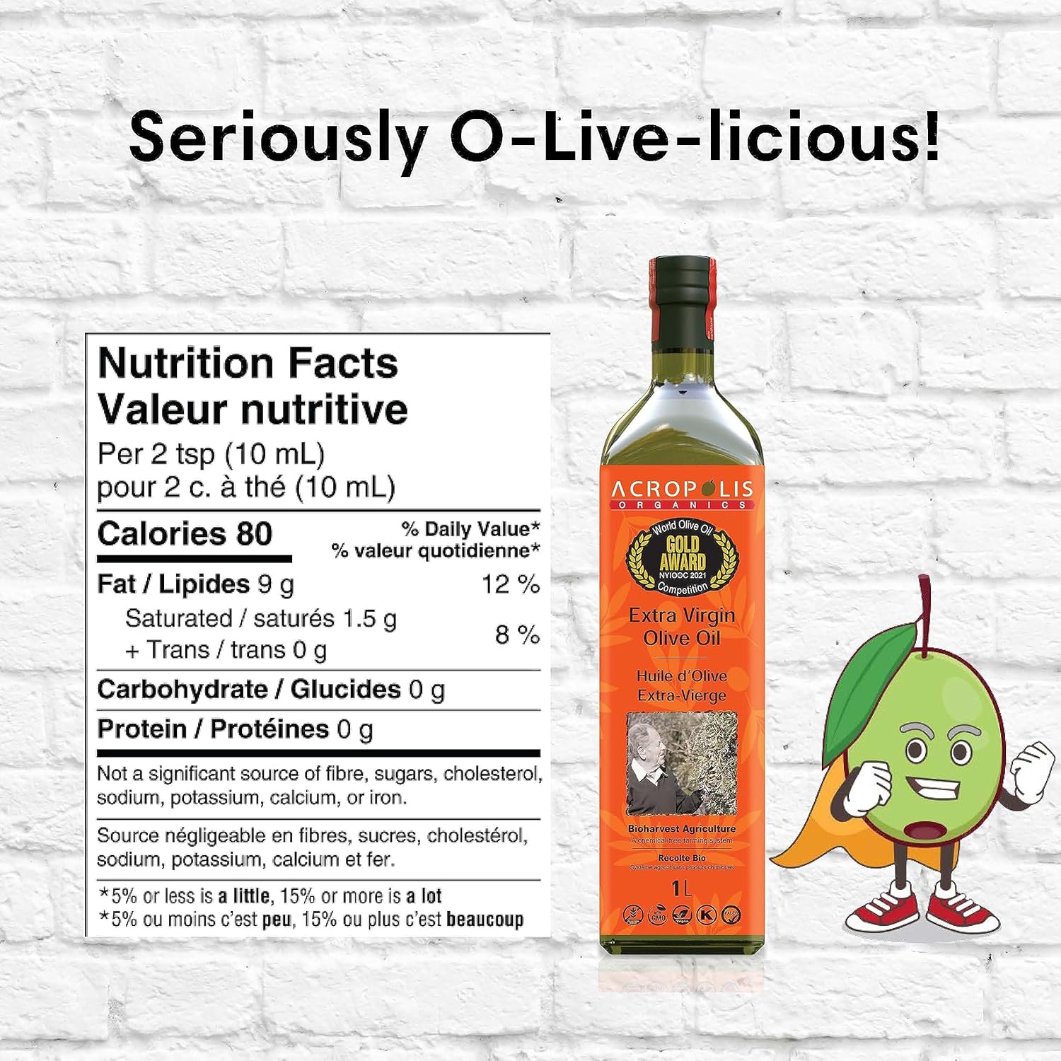 Acropolis Organics Extra Virgin Olive Oil Bioharvest Farming, 1L (Pack of 1)- Polyphenols Rich, Subtle Peppery Finish, Premium Harvest, First Cold Pressed, Single Sourced, Family Made in Crete, Greece. Unrefined, Raw, Bottled on Site. Single Olive Variety (Koroneiki).