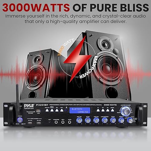 Miniatura 2 de Pyle Receptor de preamplificador Bluetooth multicanal  3000 vatios audio para el hogar altavoz estéreo con radio, USB, auriculares, AUX, RCA,