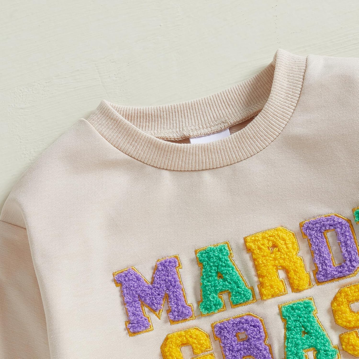 Toddler Baby Girl Boy Mardi Gras Outfit Letter Sweatshirt Long Sleeve T-Shirt Tops Fall Clothes - Image 3