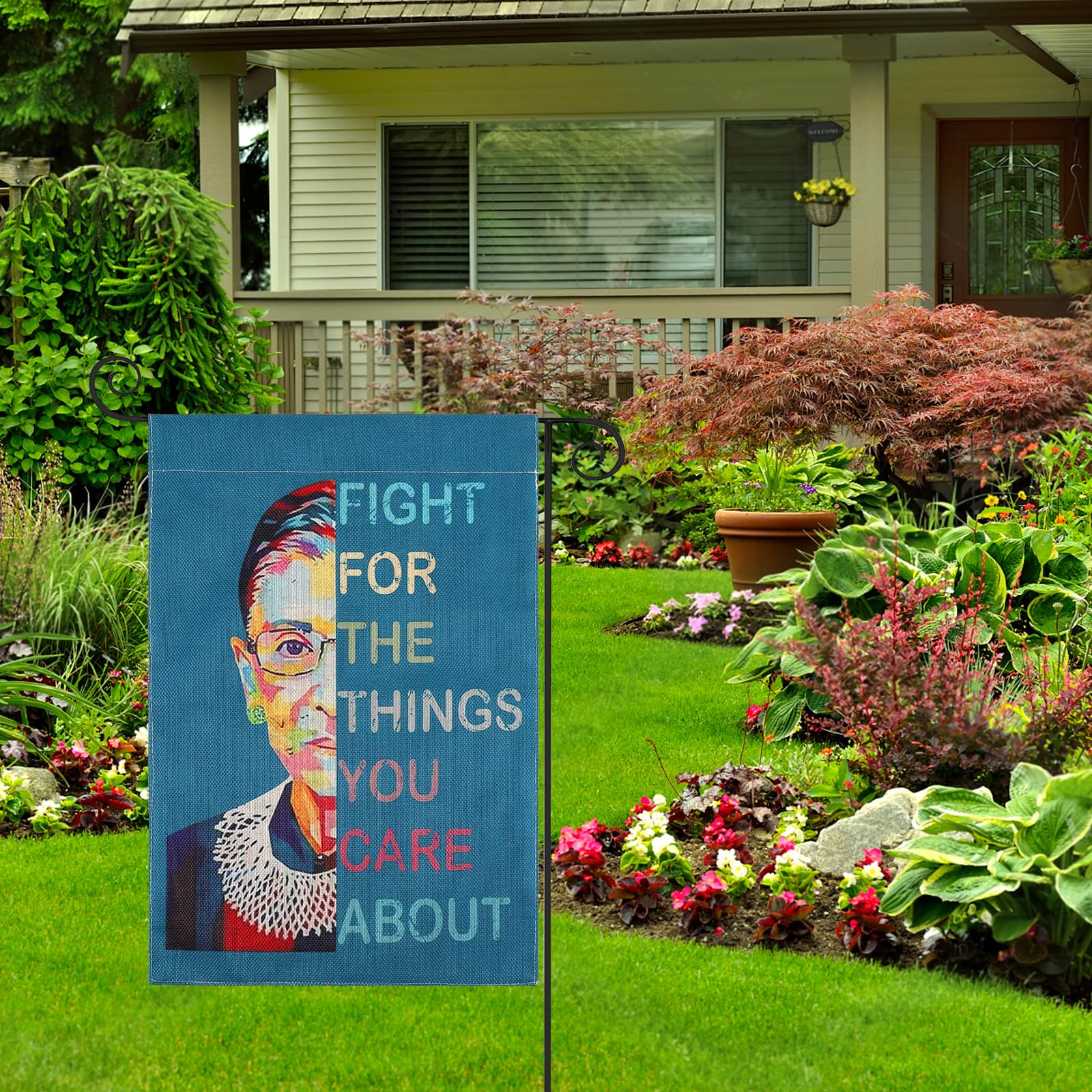 Ruth Bader Ginsburg Gartenflagge – Doppelseitige Motivflagge „Kämpf Für Das, Was Dir Wichtig Ist“ (30,5x45,7 Cm)