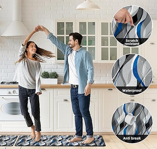 Vista 56 de weesire Alfombra de cocina verde antifatiga para el suelo de la cocina, alfombras de cocina, verde salvia, floral, hierbas, espuma viscoelástica