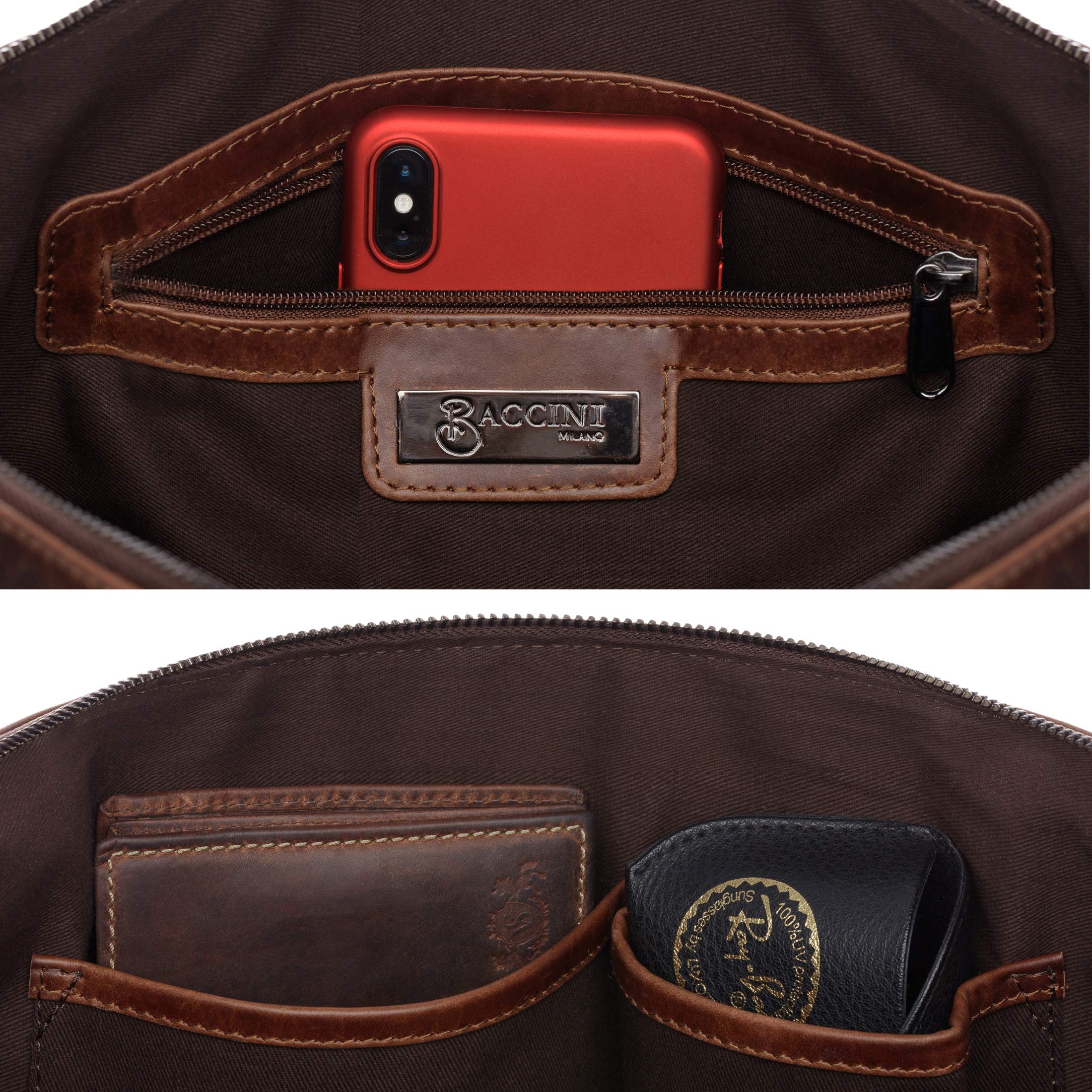 BACCINI Maletín para portátil grande cuero I Bolso para notebook 15,6" con funda extraíble para el portátil I Bandolera para laptop LEANDRO hecho a mano