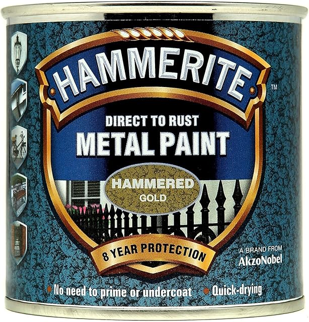 Hammerite 5084818 Metal Paint: Hammered Gold 250ml